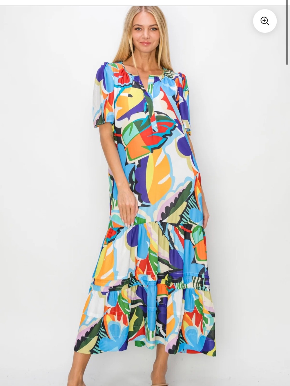 Joh Apparel Abstract Print maxi Dress in Blue & Multicolor